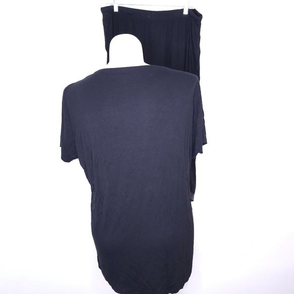 Boutique 2 Piece Comfy Stretchy Pajama Pant Set Satin Trim Black Women's sxz 2X - Picture 4 of 8